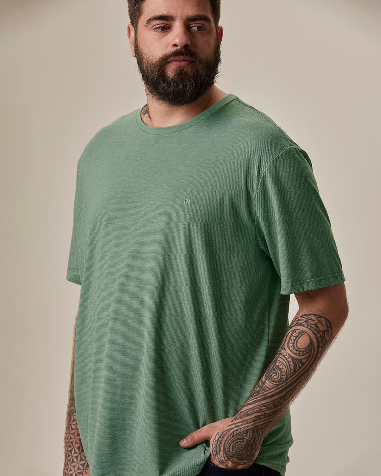 Camiseta Básica Masculina Plus Size Regular Em Malha Fio A Fio