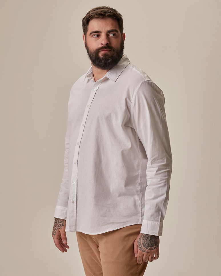 Camisa Básica Masculina Plus Size Em Tricoline