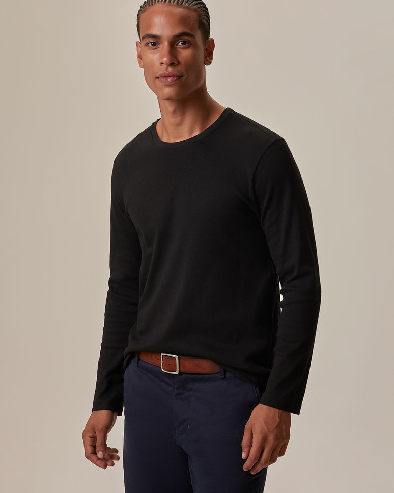 Camiseta Básica Masculina Manga Longa Em Ribana