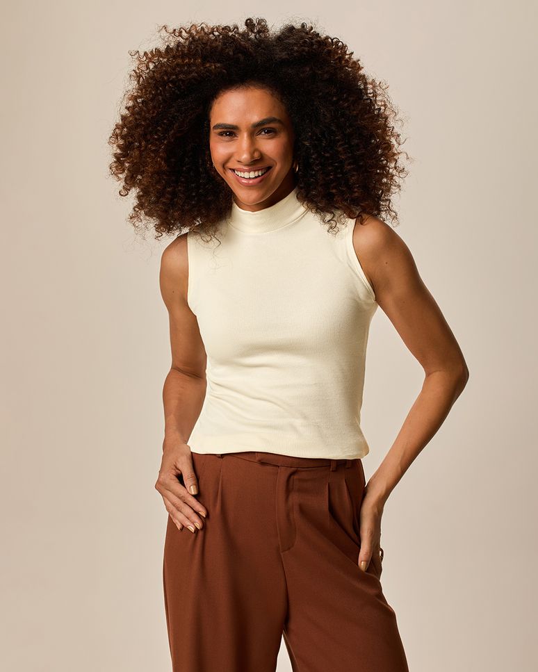 Regata Básica Feminina Gola Alta Em Ribana