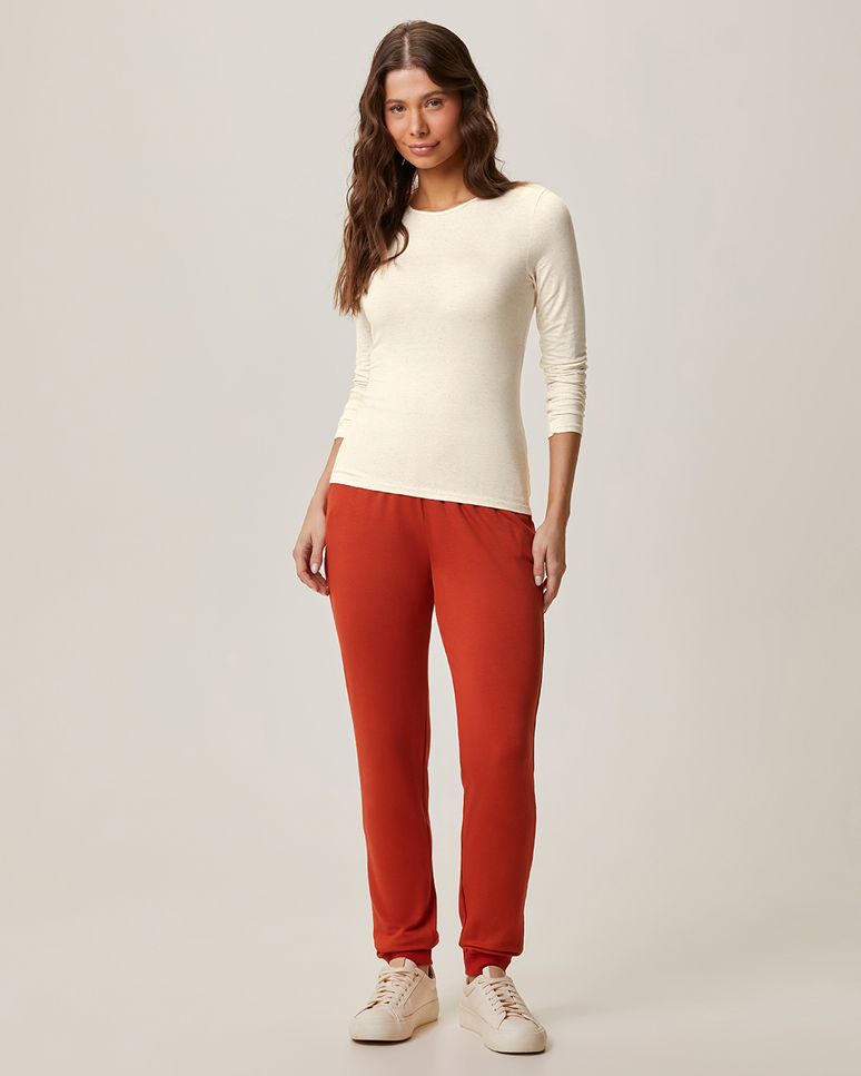 Blusa Feminina Justa Manga Longa Em Malha Viscolinho Stretch