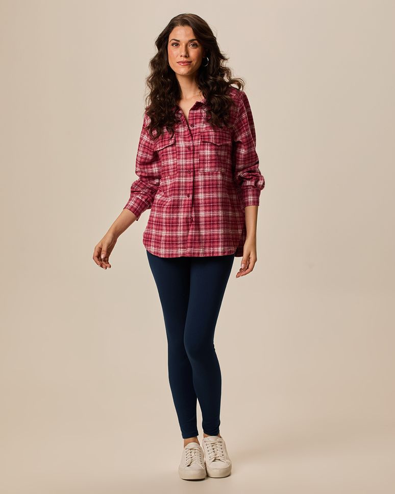 Calça Legging Básica Feminina Cintura Média Em Algodão