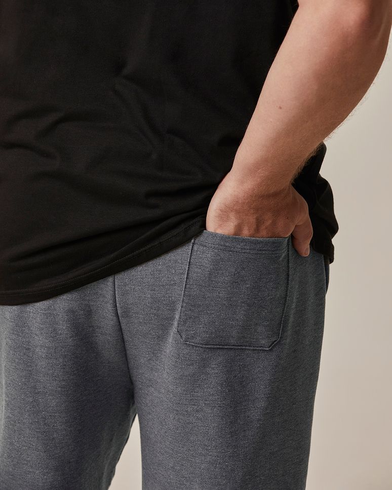 Calça Básica Masculina Plus Size Reta Cadarço Funcional Interno Em Moletom