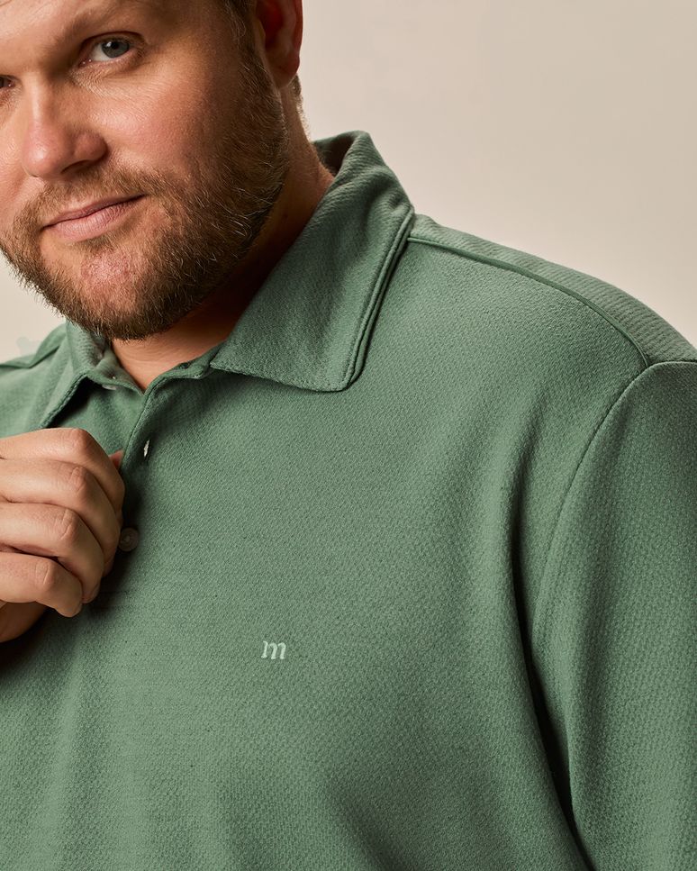 Camisa Polo Masculina Plus Size Regular Em Moletinho Texturizado