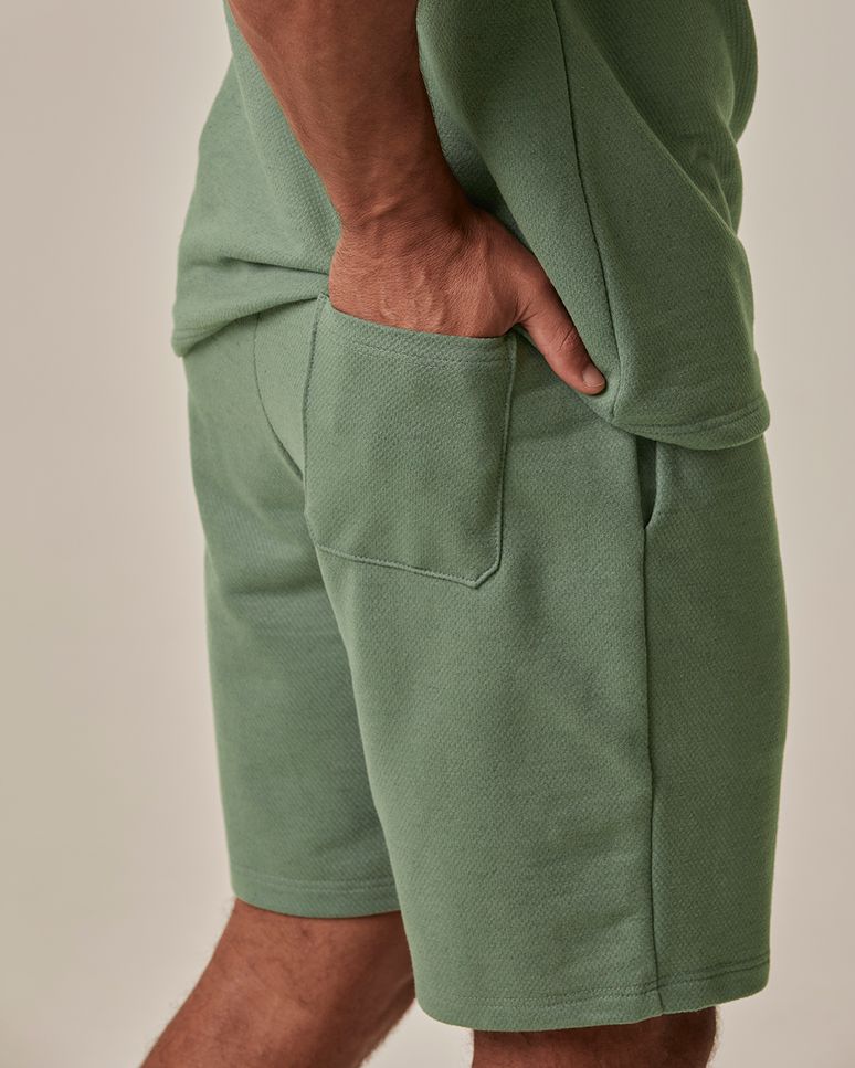 Bermuda Masculina Comfort Cós Elástico Em Moletinho Texturizado