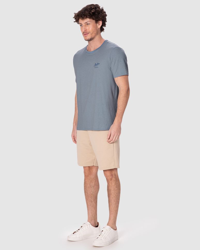 Camiseta Masculina Regular Estampa Stay Free Em Malha Linho