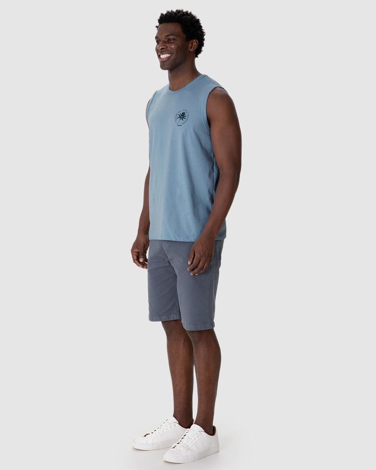 Regata Masculina Regular Alça Larga Estampa Frontal Em Algodão