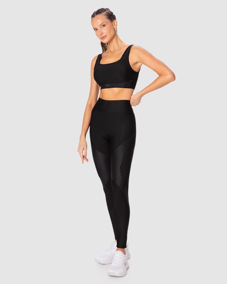 Calça Legging Esportiva Feminina Estampa Efeito PU Malha Dry Malwee Active