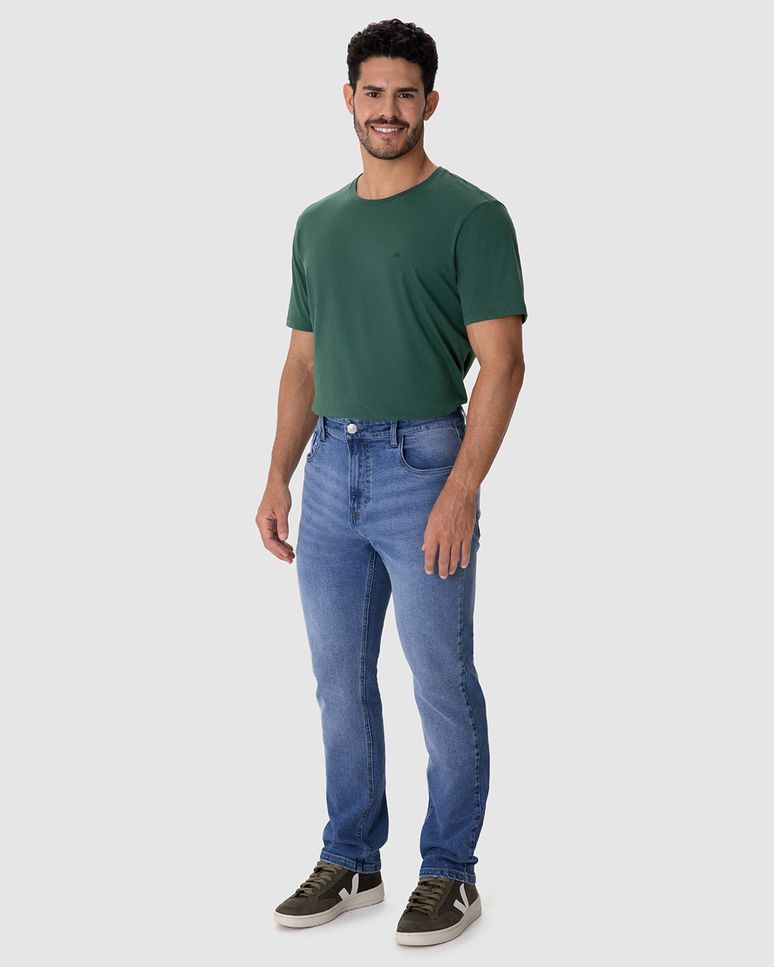 Calça Masculina Small Slim Etiqueta Decorativa Em Jeans Com Elastano