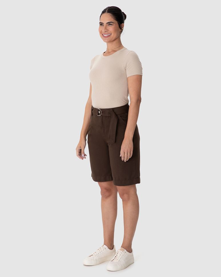 Bermuda Feminina Jorts Acompanha Cinto Em Sarja 100% Algodão