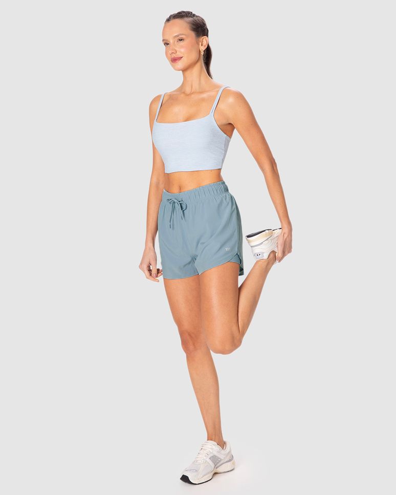 Shorts Esportivo Feminino Duplo Cadarço Funcional Em Tafetá Com Elastano Malwee Active