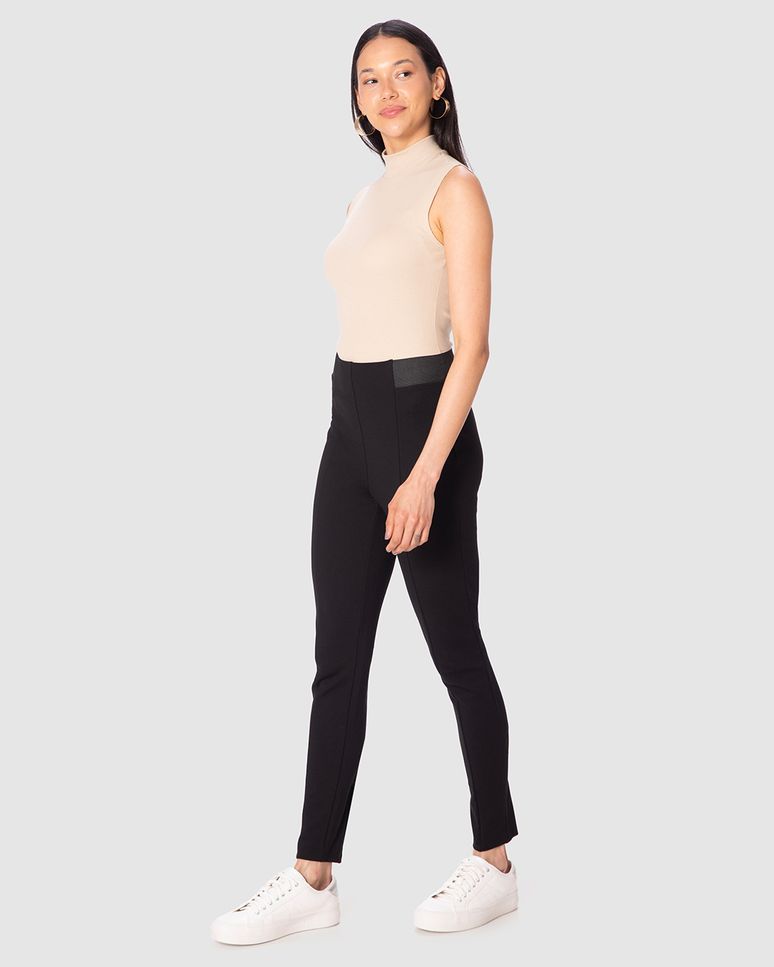 Calça Legging Feminina Cós Elástico Em Malha Interlock