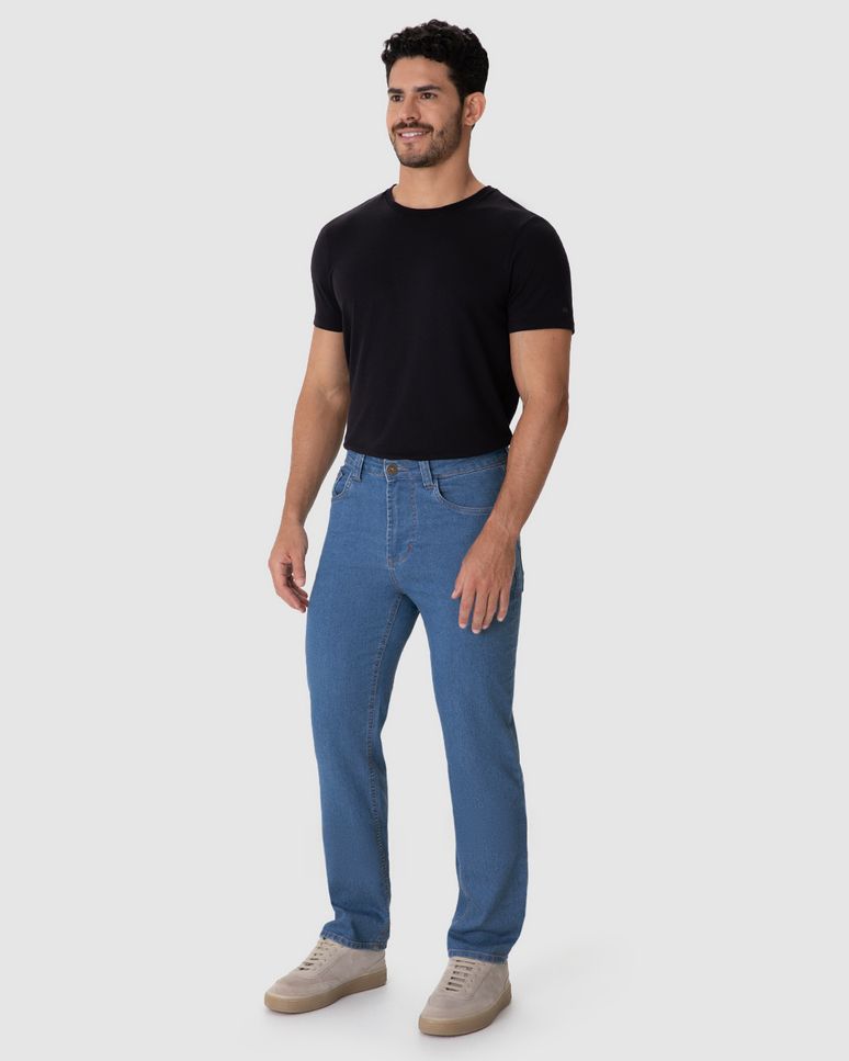 Calça Masculina Tradicional Em Jeans Com Elastano