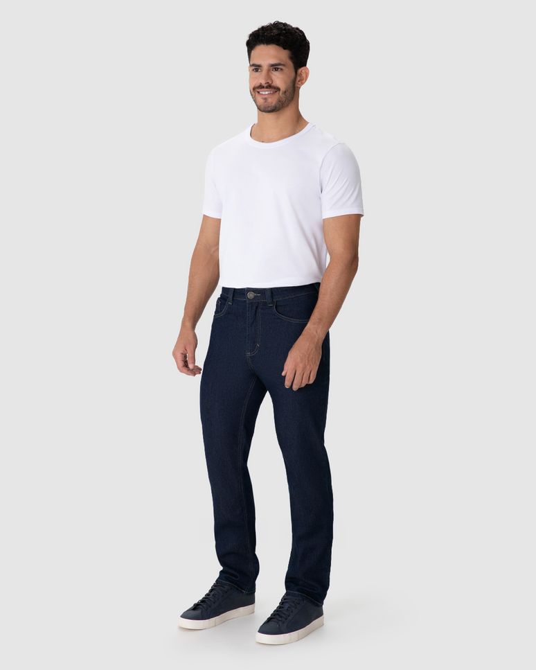 Calça Masculina Tradicional Em Jeans Com Elastano