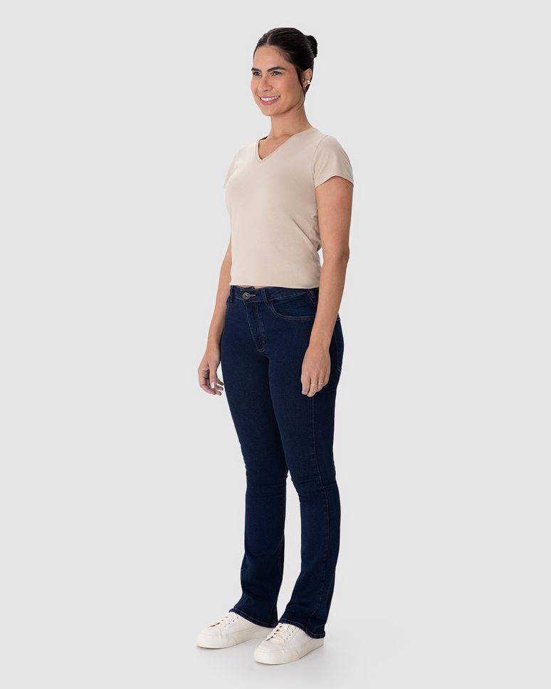 Calça Feminina Bootcut Cintura Média Em Flex Jeans