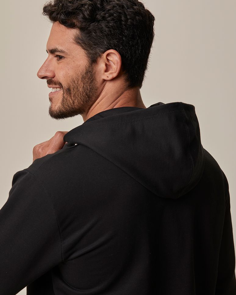 Jaqueta Básica Masculina Com Capuz Em Moletom