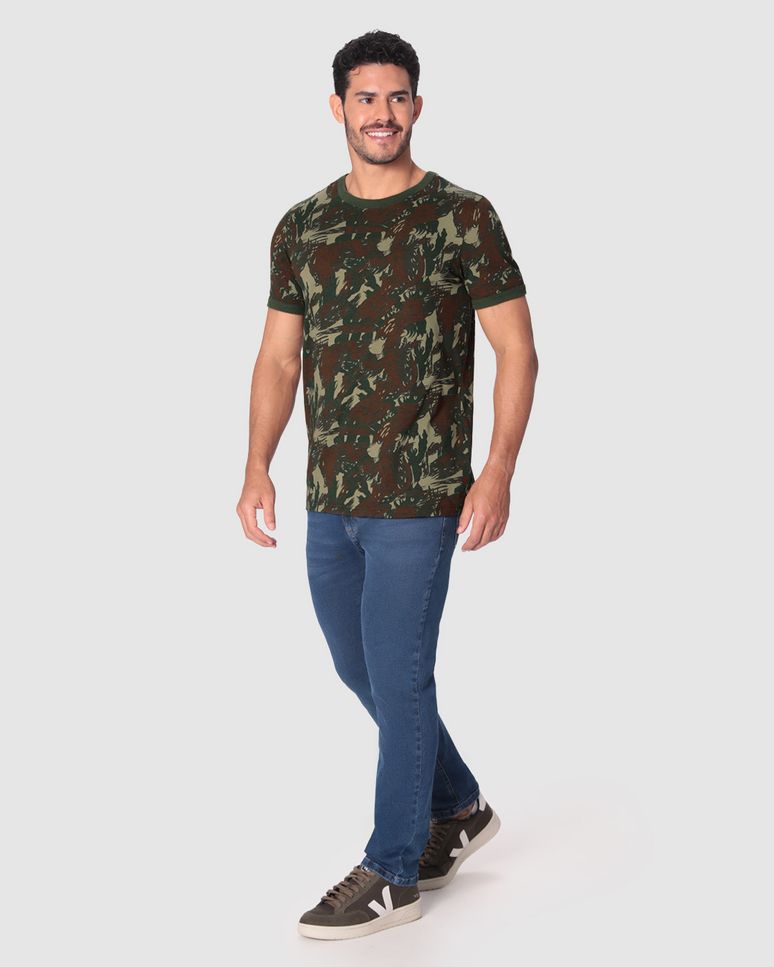 Camiseta Masculina Estampa Camuflada Em Algodão