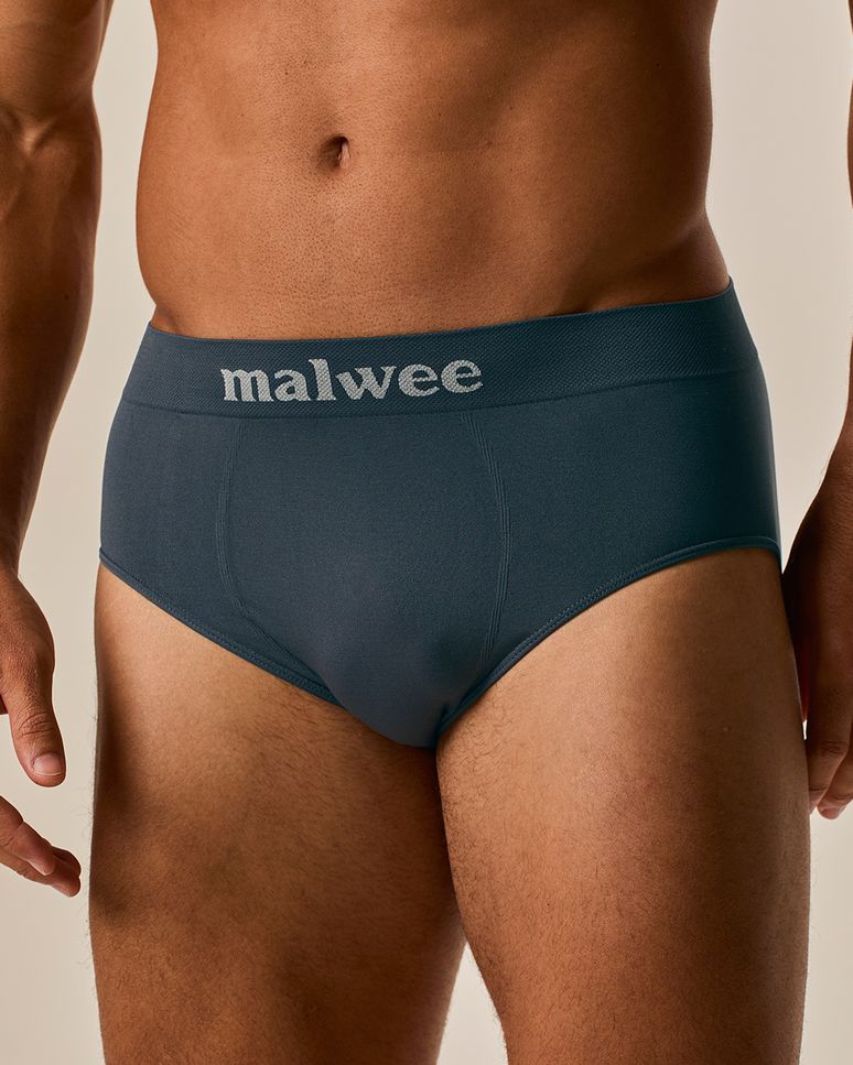 Cueca Masculina Slip Cós Elástico Logo Malwee Em Malha Poliamida
