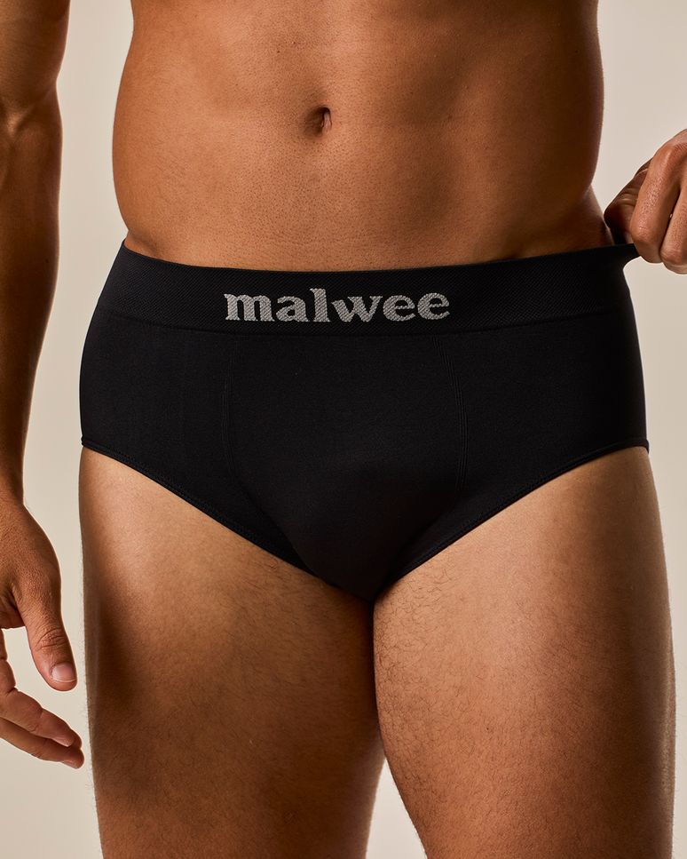 Cueca Masculina Slip Cós Elástico Logo Malwee Em Malha Poliamida