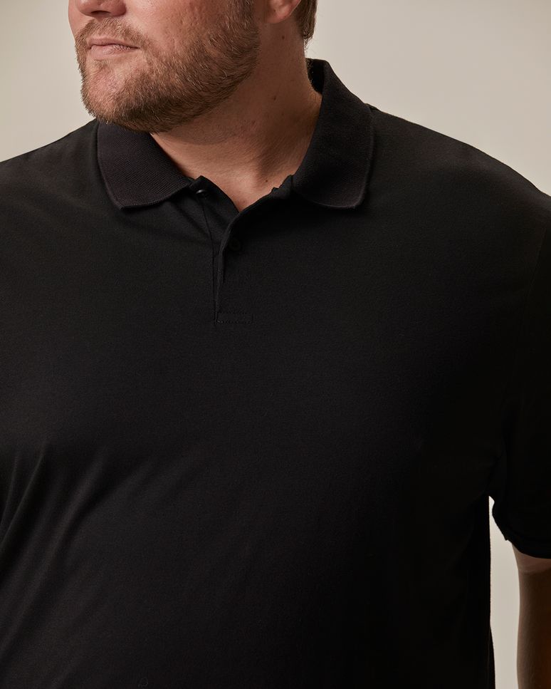 Camisa Polo Básica Masculina Plus Size Peitilho Frontal Em Algodão
