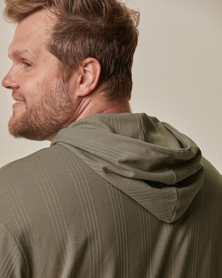 Blusão Masculino Plus Size Capuz E Manga Longa Em Moletinho Texturizado