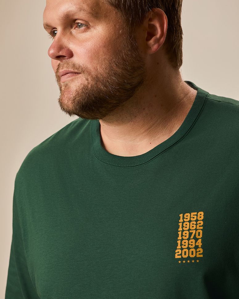 Camiseta Masculina Plus Size Regular Manga Curta Estampada Em Algodão