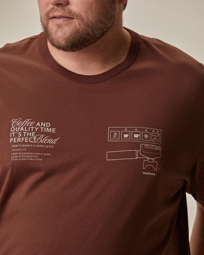 Camiseta Masculina Plus Size Regular Manga Curta Estampada Em Algodão