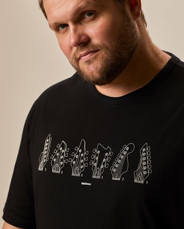 Camiseta Masculina Plus Size Regular Manga Curta Estampada Em Algodão