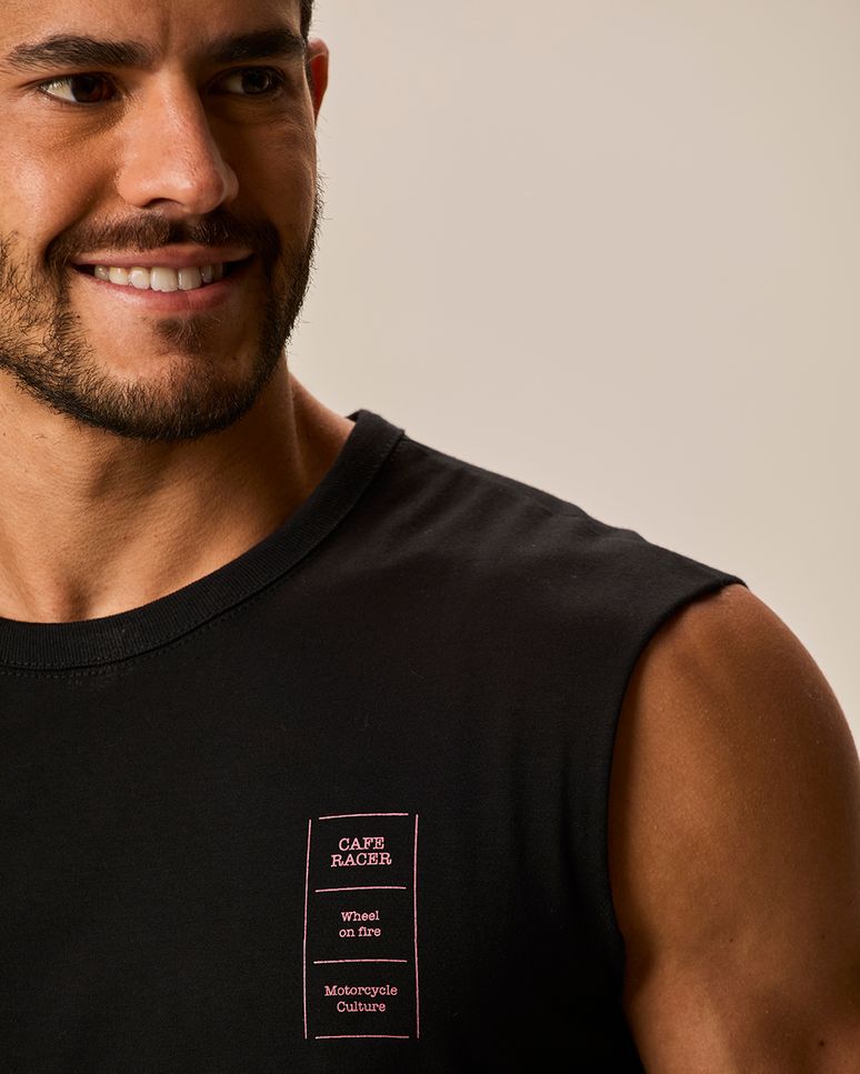 Regata Masculina Machão Alça Larga Estampada Em Algodão