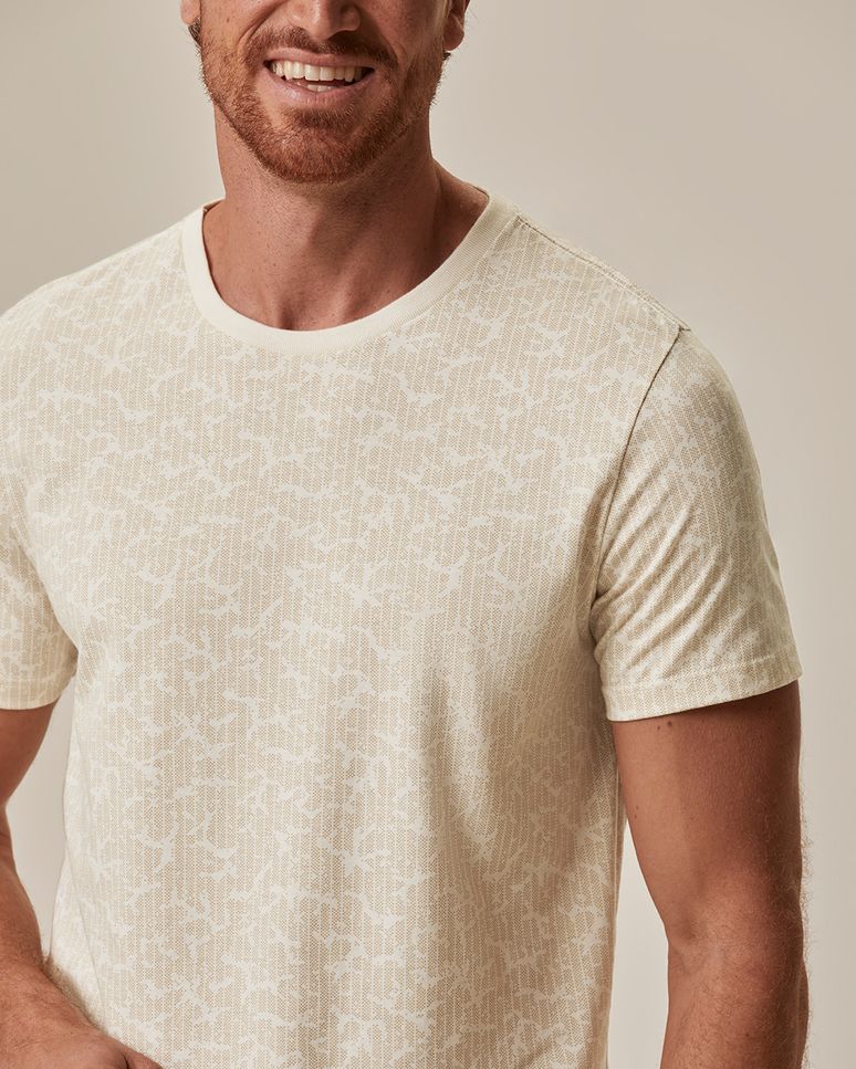 Camiseta Masculina Slim Manga Curta Estampa Corrida Em Algodão