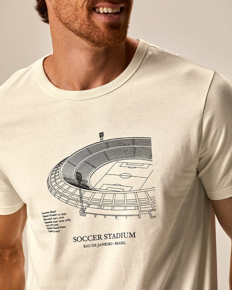 Camiseta Masculina Slim Soccer Stadium Em Algodão