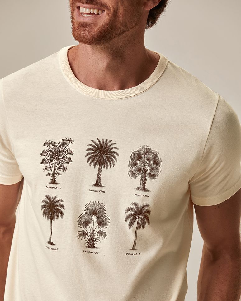 Camiseta Masculina Slim Gola Redonda Manga Curta Estampada Em Algodão