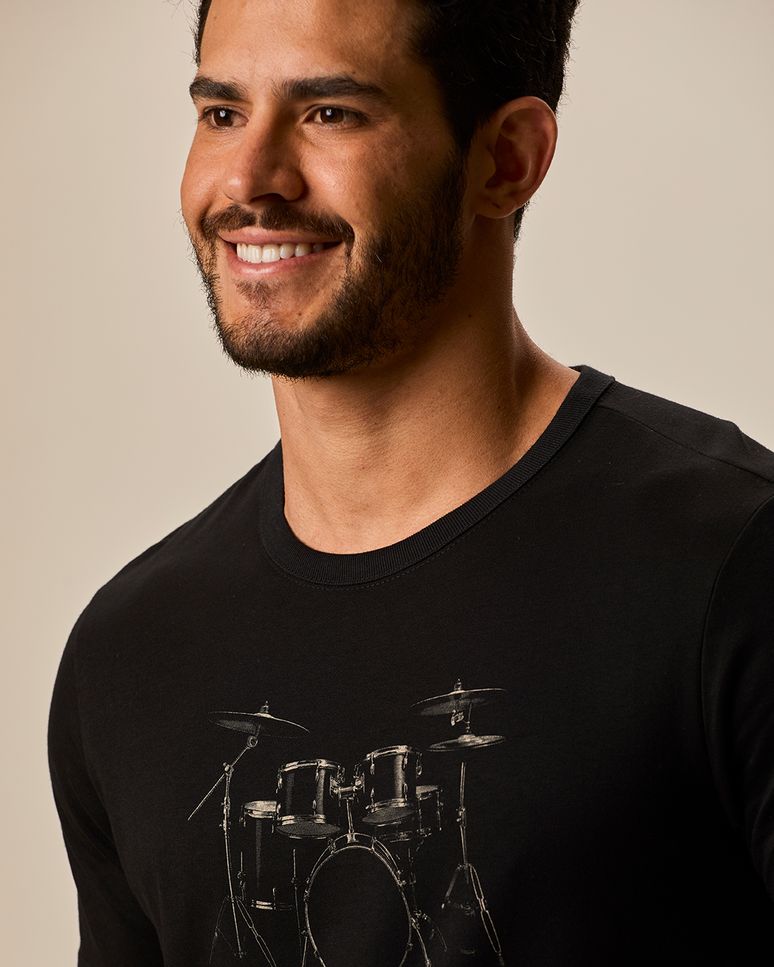 Camiseta Masculina Slim Manga Curta Estampa Frontal Em Algodão