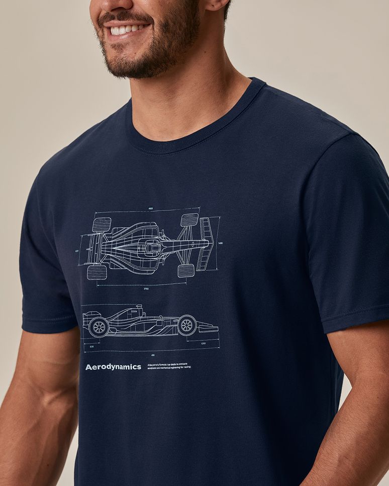 Camiseta Masculina Regular Manga Curta Estampa Frontal Em Algodão