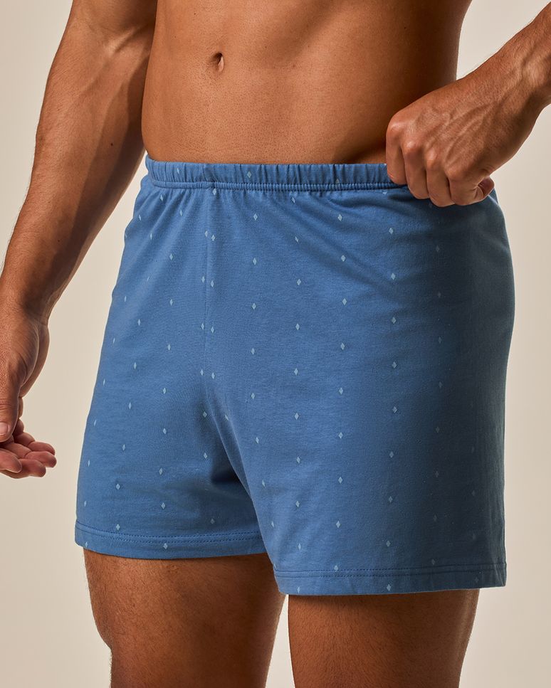 Shorts Masculino De Pijama Elástico Na Cintura Em Algodão