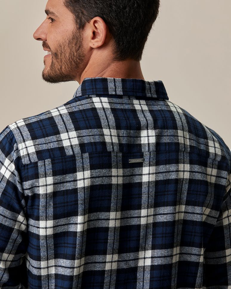 Camisa Masculina Manga Longa Estampa Xadrez Em Algodão Flanelado