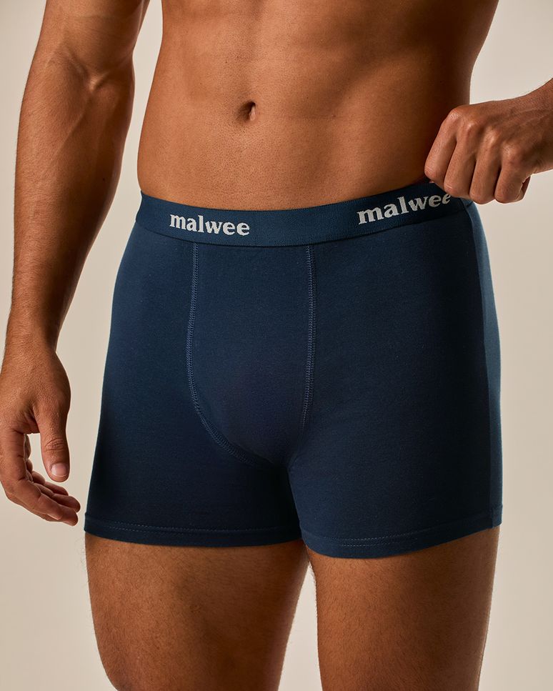 Kit Cueca Boxer Cós Elástico Em Algodão Com Elastano