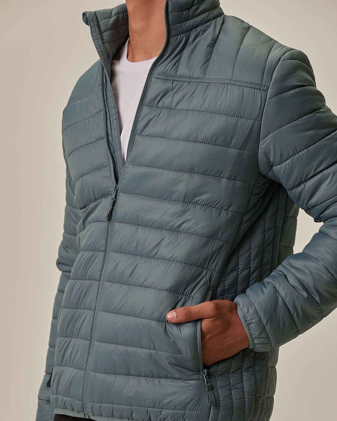Jaqueta Básica Masculina Puffer Em Poliamida CINZA - Malwee