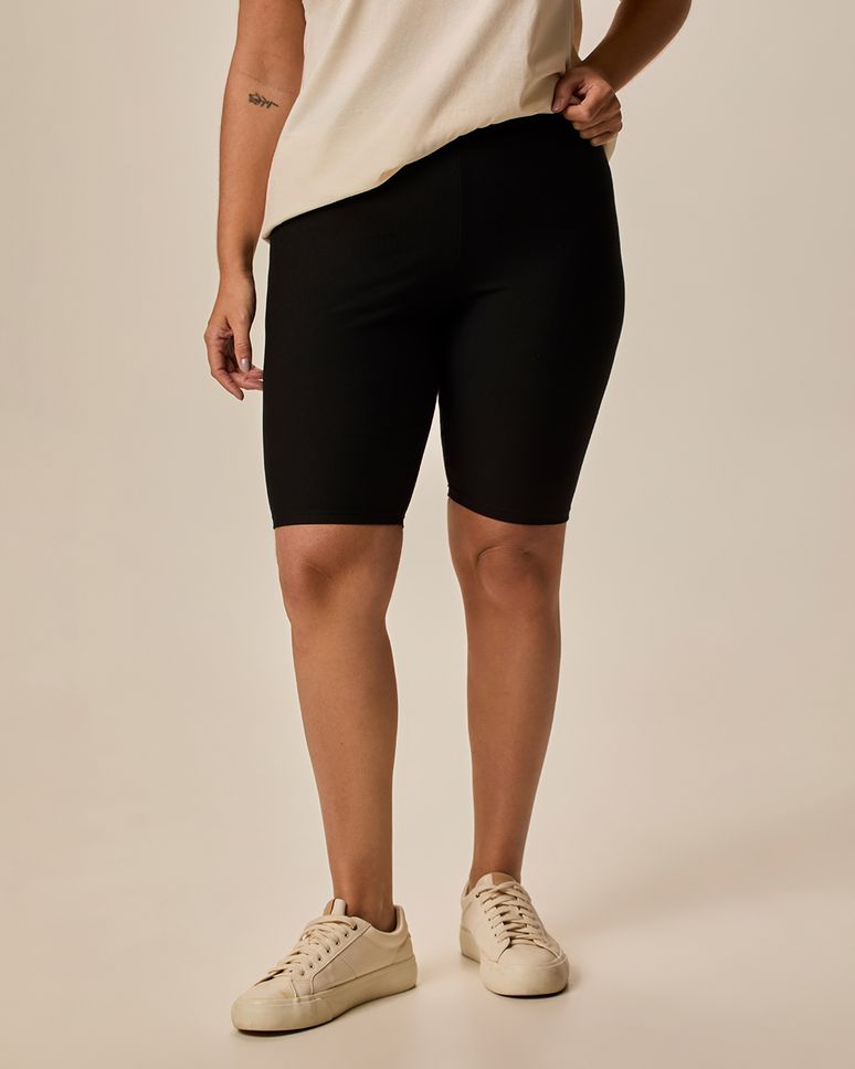 Bermuda Básica Feminina Plus Size Cintura Média Em Algodão