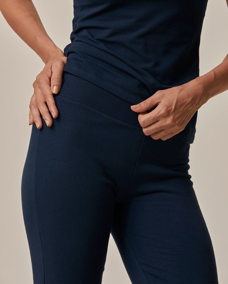 Calça Básica Feminina Cós Elástico Em Moletom Stretch Flanelado