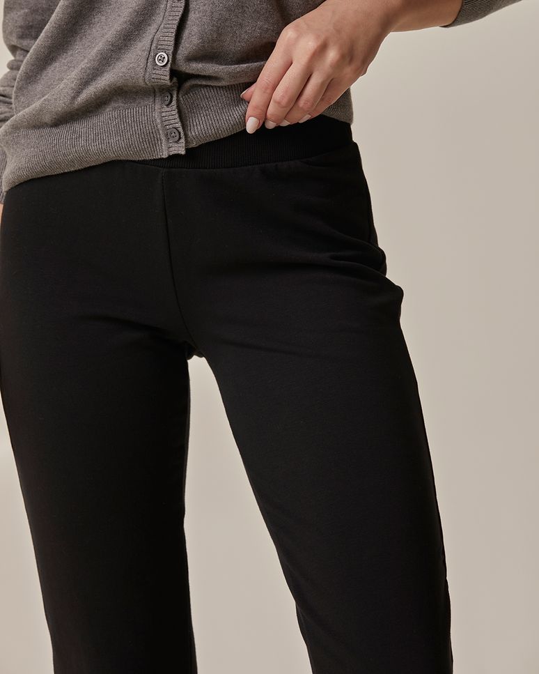 Calça Básica Feminina Cós Elástico Em Moletom Stretch Flanelado