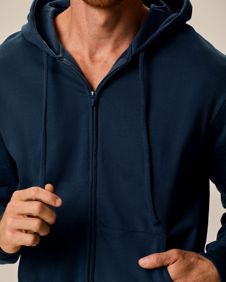 Jaqueta Básica Masculina Com Capuz Em Moletom Flanelado