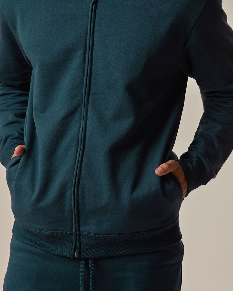 Jaqueta Básica Masculina Gola Alta Em Moletom Flanelado