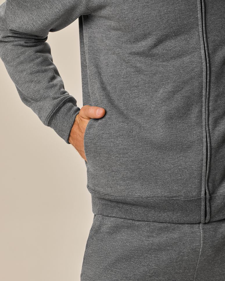 Jaqueta Básica Masculina Gola Redonda Em Moletom Flanelado