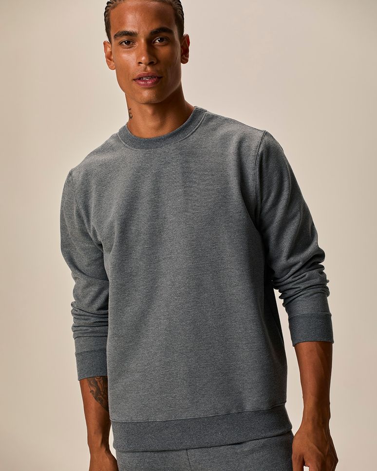 Blusão Básico Masculino Decote Redondo Em Moletom Flanelado