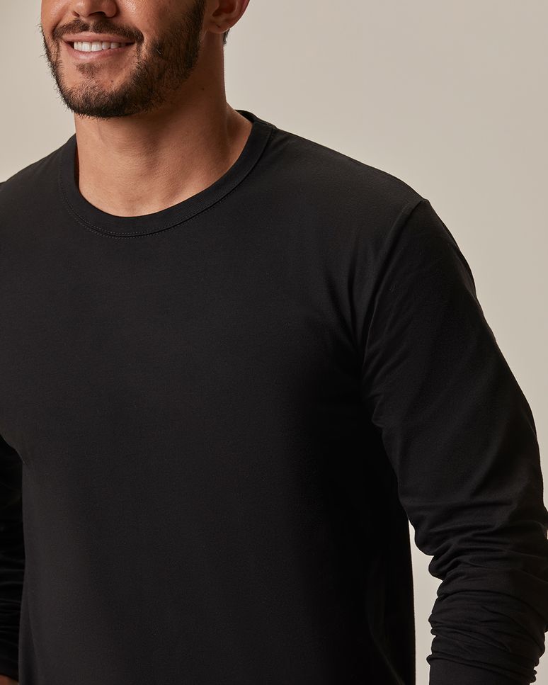 Camiseta Básica Masculina Manga Longa Em Algodão