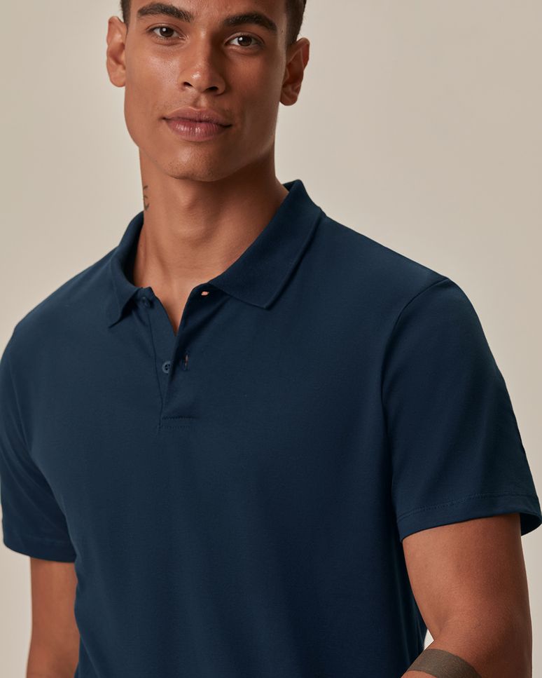 Camisa Polo Básica Masculina Peitilho Frontal Em Algodão