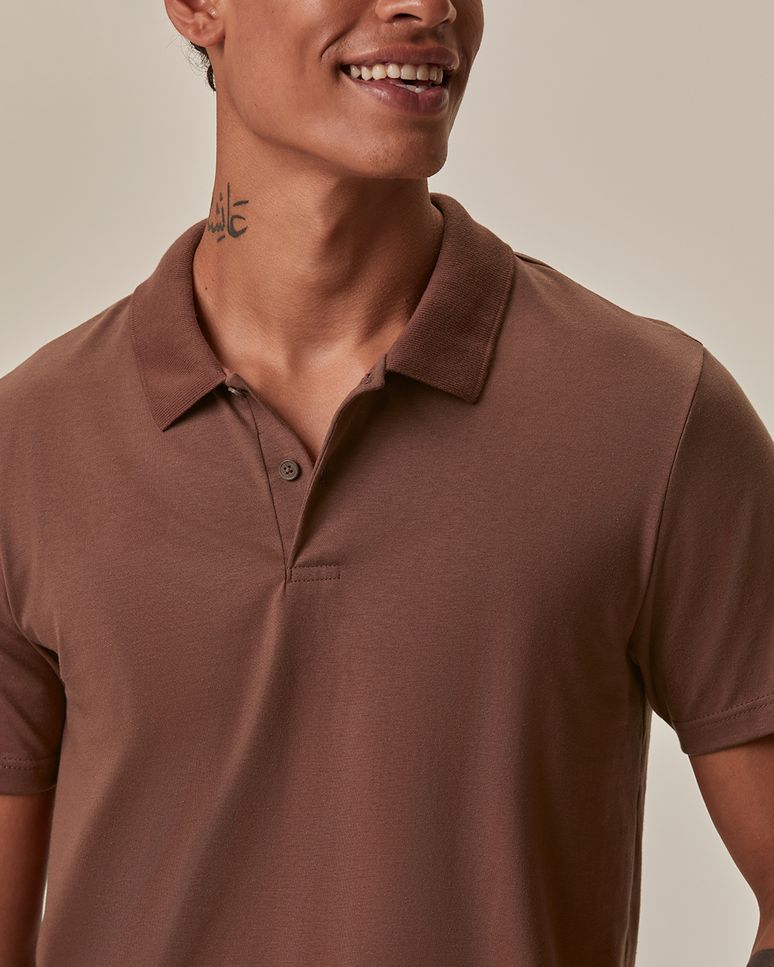 Camisa Polo Básica Masculina Peitilho Frontal Em Algodão