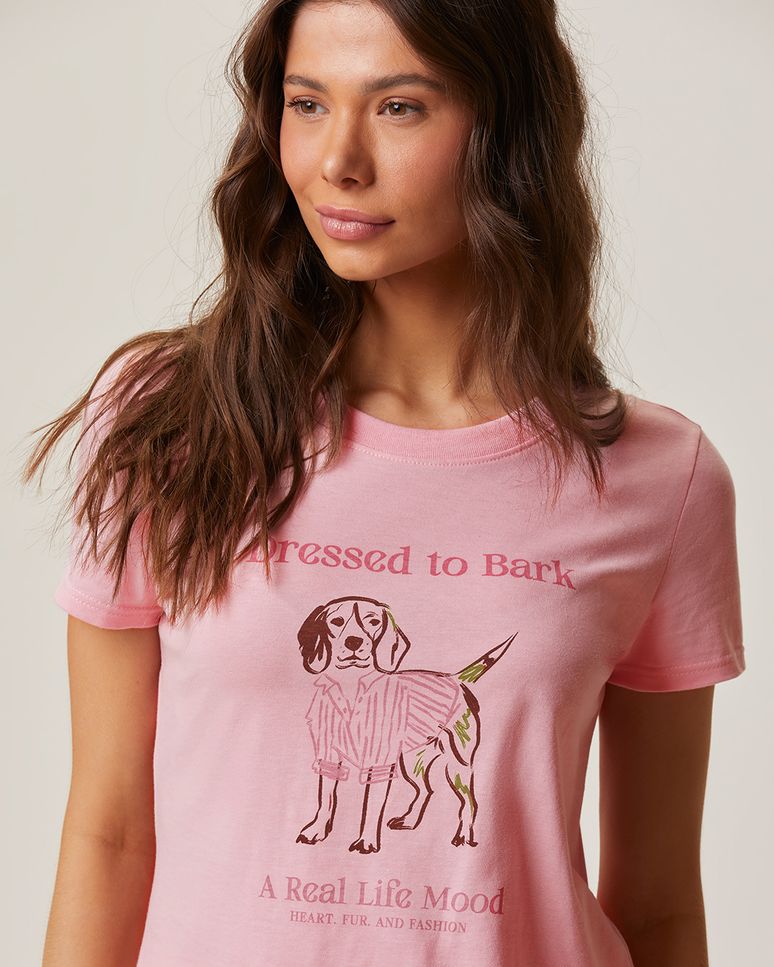 Camiseta Feminina Manga Curta Estampa Ilustrativa Frontal Em Algodão