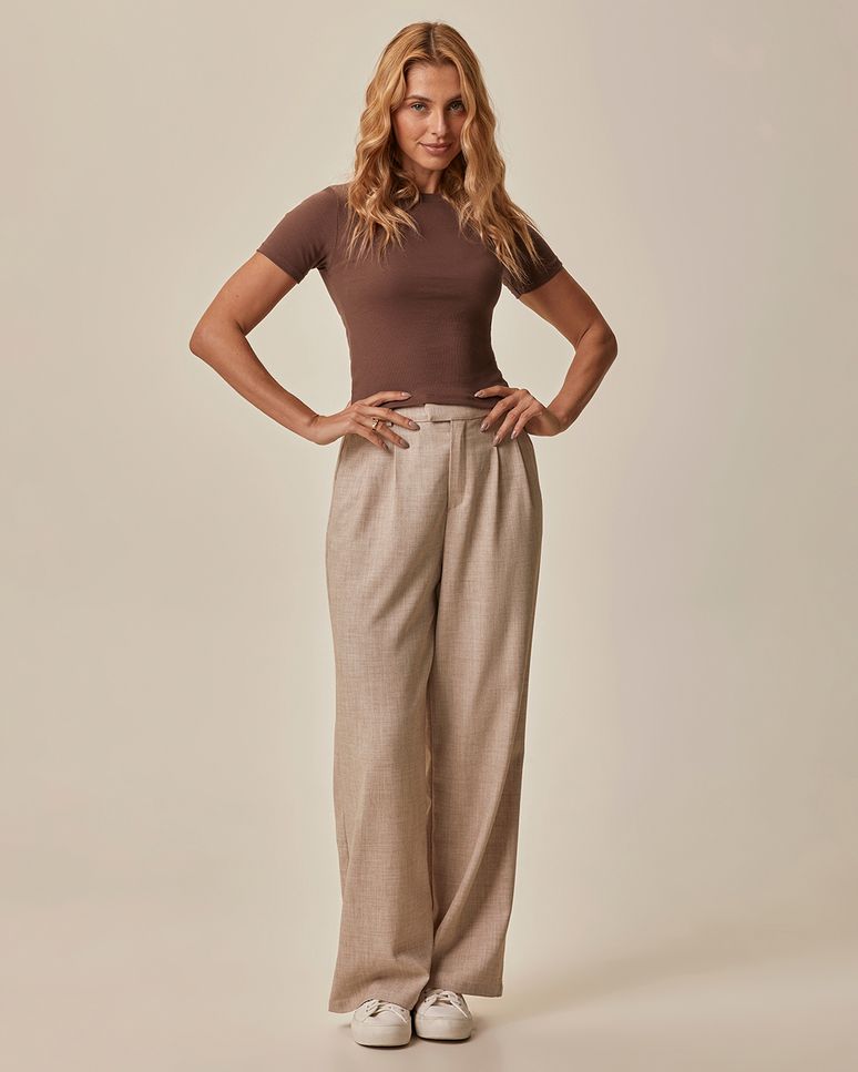 Blusa Básica Feminina Decote Redondo Em Ribana